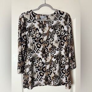 JM Collection Animal Print Long Sleeve Top Women’s Size Large